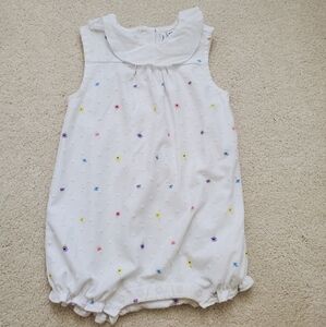 Janie and Jack Girls White Swiss Dot Floral Romper Bubble sz18-24m